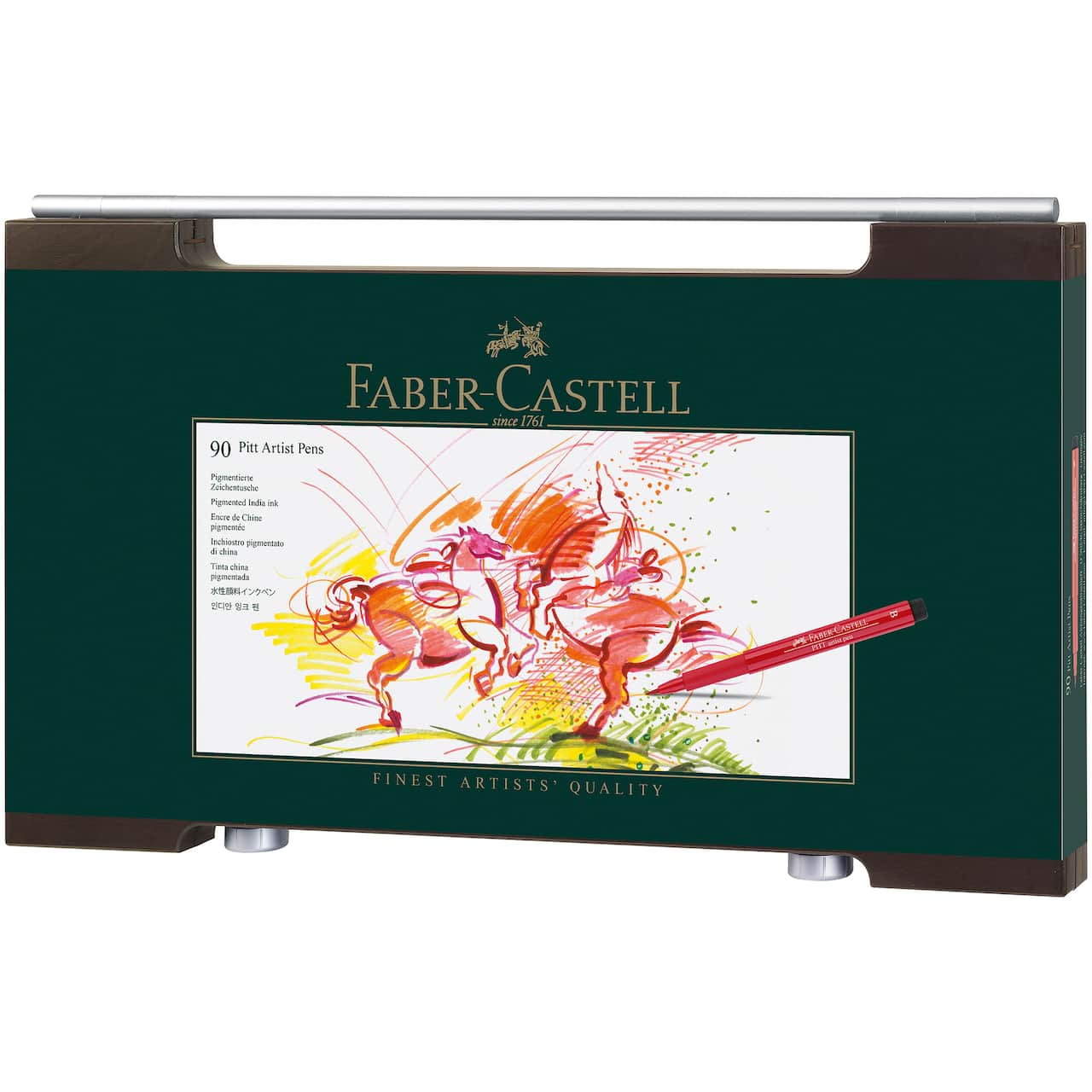 Faber-Castell 90 Color Pitt Artist Brush Pen Set with Wooden Case